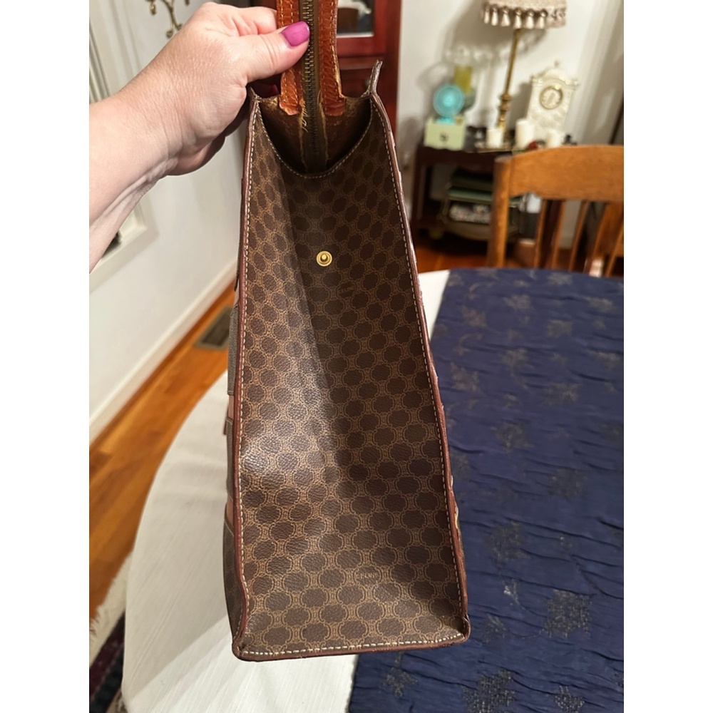 Celine Brown Macadam Monogram Orange Stripe Tote Bag - Picture 8 of 16